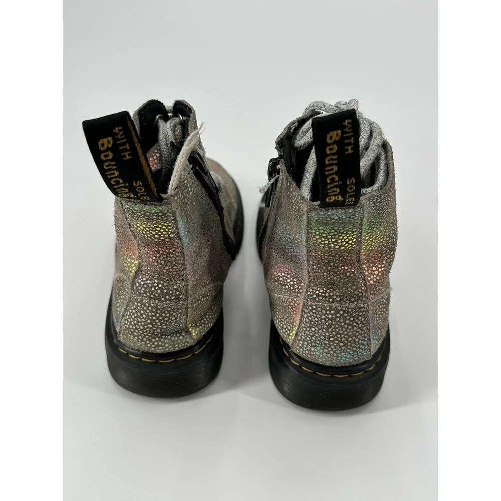 Dr. Martens 1460 Pascal J Rainbow Iridescent Metallic‎ Zip Boots Girls Youth 12